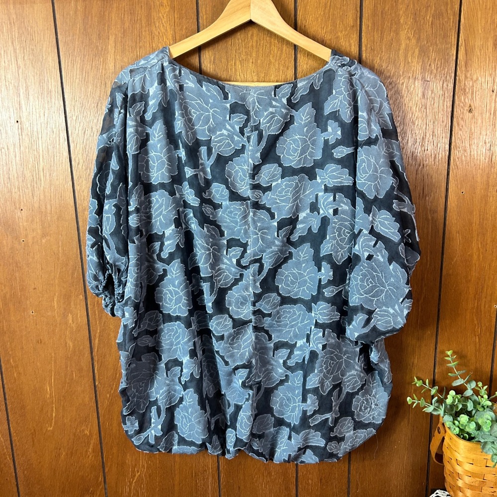 Bellambra Made in Italy Sheer Floral Lace Overlay Top Blouse Size L - Picture 7 of 7